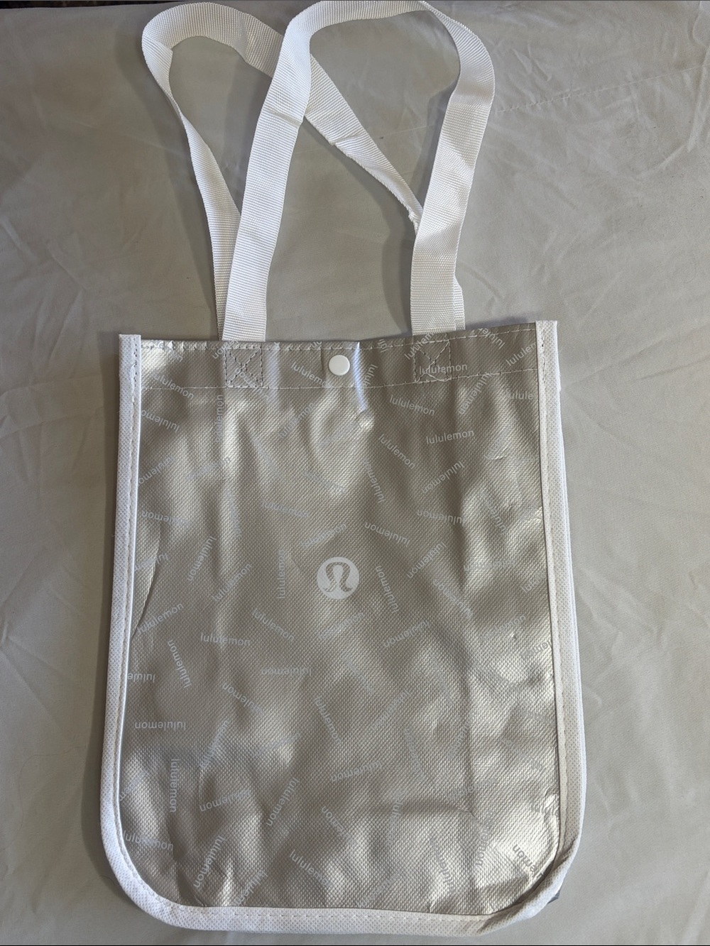 Lululemon Silver Tote with White Trim
